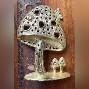 VTG Torino Mushroom Butterfly Earrings Holder Display Gold Tone 5”